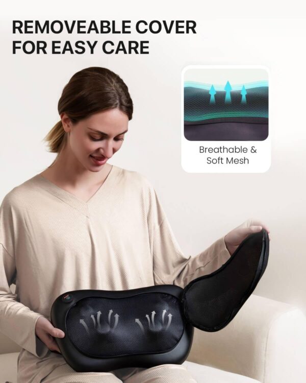 ALLJOY Cojín Masajeador Cervical y Espalda, Masaje Shiatsu Cuello Lumbar con Calor, Masajeador Electrico 3 Niveles con 4 Nodos Rotación 3D, Regalos para Mujeres Hombres para Coche Hogar Oficina - Image 6