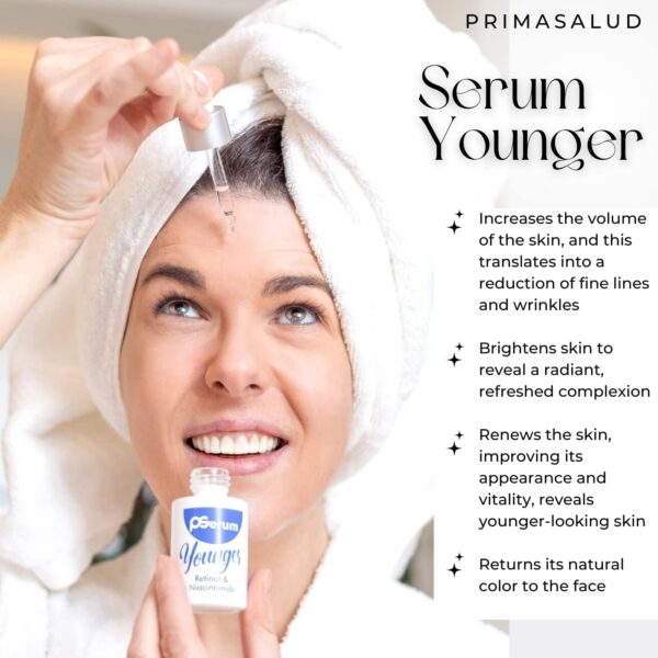 Sérum facial con Retinol al 1% & Niacinamida al 10% - Cuidado antiedad que reduce las arrugas y manchas del rostro - 30ml SERUM YOUNGER - Image 2