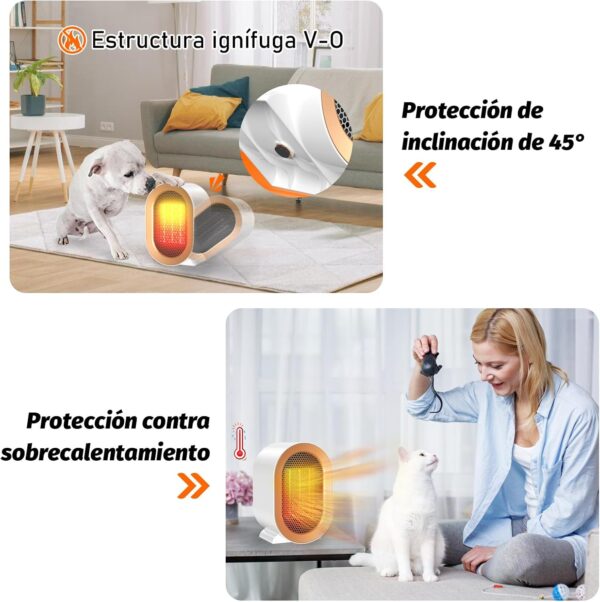 Calefactor Bajo Consumo 1200W, Calentador Cerámico Silencioso,Protección contra el sobrecalentamiento/Automatic Shut-Off, Calefactor Electrico Para 20m2, baño, Oficina, Hogar, Dormitorio - Image 5