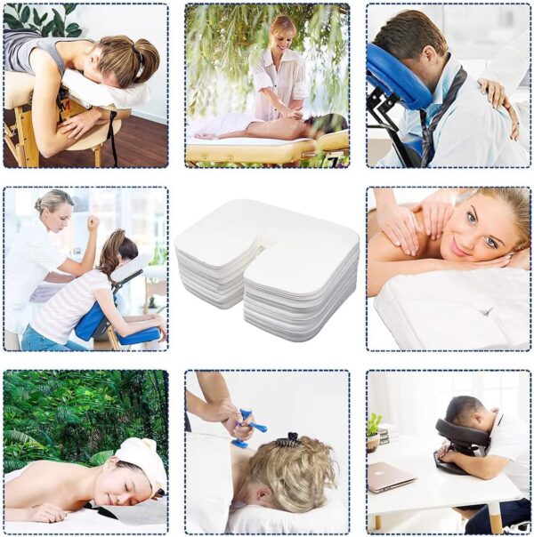 400 Piezas Fundas Desechables para Reposacabezas de Mesa de Masaje, Tvvcalk Toallas Desechables con Hendidura Nasal para Mesas de Masaje (400) - Image 7