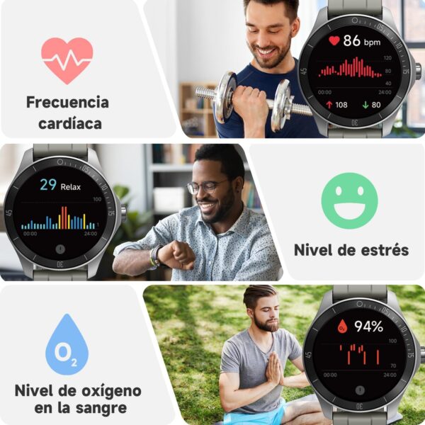 TOOBUR Reloj Inteligente Hombre, Smartwatch Alexa Incorporada 44mm Pantalla IP68 Impermeable con Llamada/podómetro/Seguimiento del Frecuencia Cardíaca/Sueño, para Android iOS - Image 4