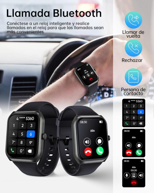 TUYOMA Reloj Inteligente Hombre Mujer, 1,91" Pantalla LCD Smartwatch Hombre Llamadas Bluetooth y Reloj Inteligente Whatsapp Alertas Información, Oxímetro, Pulsómetro,Reloj Deportivo para Android iOS - Image 2