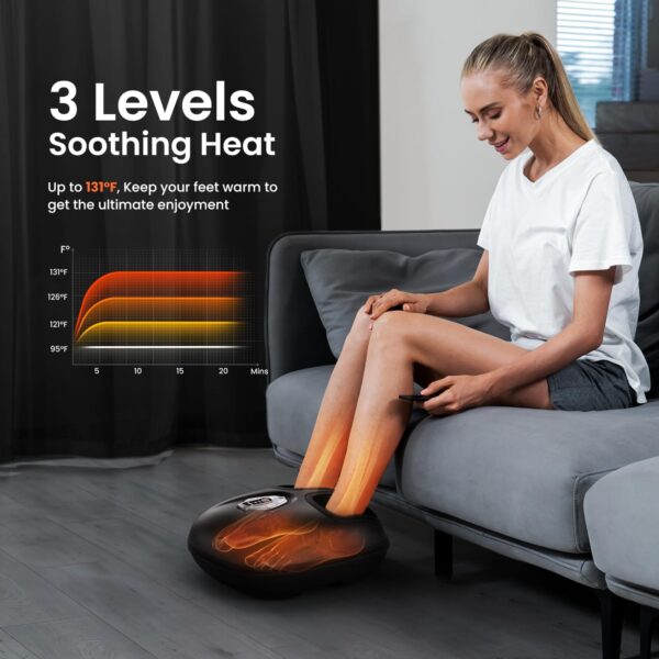 RENPHO Masajeador de pies con calor para fascitis plantar, Portátil Amasado Shiatsu, Compresión, Massager eléctrico de los pies de 3 intensidades - Image 4