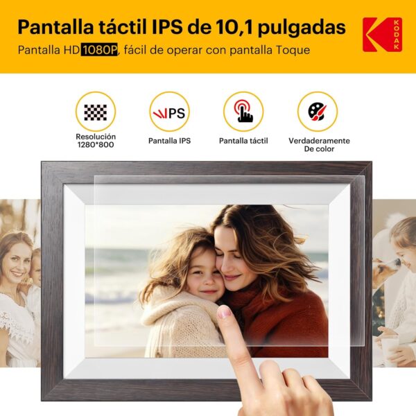 KODAK Marco de Fotos Digital WiFi 10.1 Pulgadas, Memoria Incorporada 32GB, Pantalla Táctil para HD 1280x800 IPS, Soporte Multilingüe, Rotación Automática, Compartir Instantáneamente Fotos y Videos - Image 4