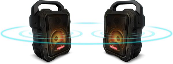 Motorola Sound ROKR 800 - Altavoz Bluetooth - Batería de 20 horas de duración - Radio FM - LED de colores - Puertos DC, USB, AUX y MIC - Tecnología inalámbrica verdadera - Negro - Image 14
