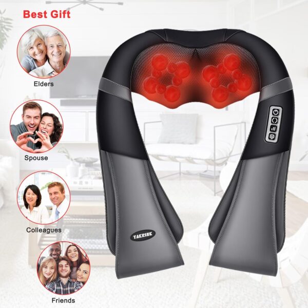 TAKRINK Masajeador Shiatsu 16 Cabezales de Masaje Integrados Masajeador de Hombros Cuello 3 Niveles de Velocidad Dirección Ajustable Relajación con Calor en Oficina Casa - Image 7