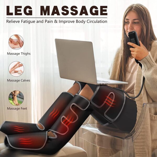 FIT KING Presoterapia Piernas con Calor, Masajeador de Piernas para el Dolor y la Circulación Botas Presoterapia para Edemas, Relajación Rápida Calienta toda la pierna y el pie - Image 6