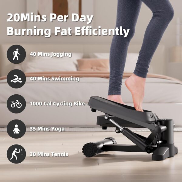Mytrix Black Stair Stepper - Mini stepper portátil con bandas de resistencia, pantalla LCD (330 lb) para calorías, máquina de fitness aeróbico para entrenamiento en casa en la oficina - Image 5