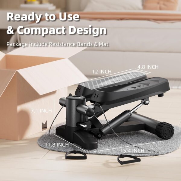 Mytrix Black Stair Stepper - Mini stepper portátil con bandas de resistencia, pantalla LCD (330 lb) para calorías, máquina de fitness aeróbico para entrenamiento en casa en la oficina - Image 7