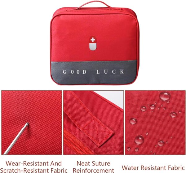 Wesoke Bolsa de primeros auxilios, color rojo, bolsa de almacenamiento médico vacía, kit médico de supervivencia, portátil, grande, bolsa de suministros médicos de emergencia para el hogar, camping, - Image 4