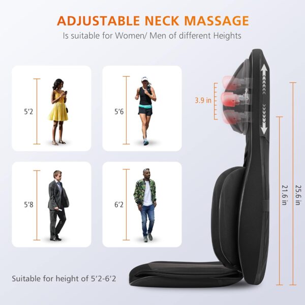 Snailax Asiento de Masaje Shiatsu con calor, Cojín de Masaje 4D con compresión/amasado/vibración, masajeador eléctrico de cuerpo completo para espalda cuello, regalos - Image 6