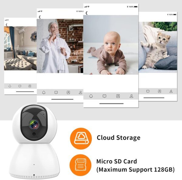 ANTELA Cámara Vigilancia WiFi Interior 1080P, 2.4/5GHz, 355°/90° PTZ, Audio bidireccional, Visión Nocturna IR, Detección de Movimiento, Compatible con Alexa/Google Home (2pcs) - Image 5