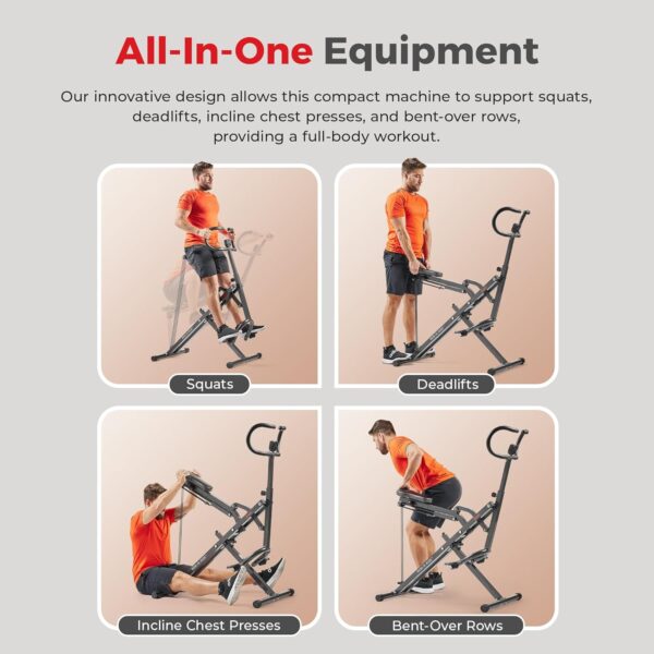 Sunny Health & Fitness Row-N-Ride Plus, máquina de Sentadillas asistidas de Alta Resistencia, Resistencia Ajustable y Asiento Acolchado Grueso - NO. 077PLUS - Image 4