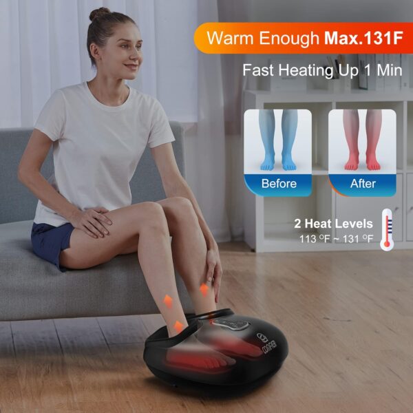 Comfier Shiatsu Masajeador Eléctrico de Pies con Calor, Vibración, Rodillos y Compresión de Aire, Masaje Shiatsu de Pies para Fascitis Plantar y Alivio del Dolor, Regalos para Mamá, Papá - Image 3