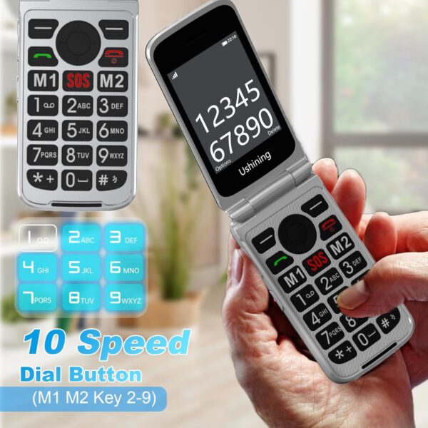 4G Telefono Movil Libres para Mayores, Telefonos Moviles Teclas Grandes con Tapa, Gran Pantalla de 2,8" + 1,77, SOS Notruftaste, Movil Basico Gente Mayor Dual SIM con 1200mAh Akku, Ladestation(Negro) - Image 7