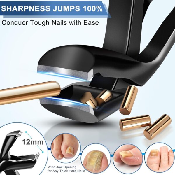 Cortaúñas de cabeza en ángulo para hombres y mujeres, cortaúñas para los pies para personas mayores, uñas gruesas con recogedor, cortador de uñas de mandíbula ancha sin desorden, regalo de cumpleaños - Image 3