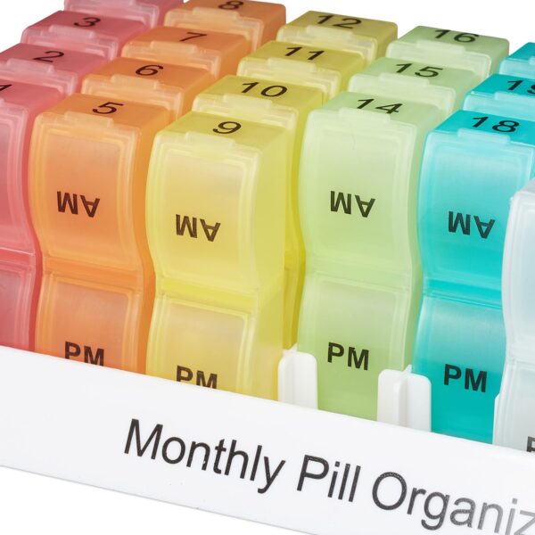 Relaxdays Pastillero Mensual, Organizador Pastillas 31 Días, Plástico sin BPA, Dosificador Medicamentos, Multicolor - Image 7