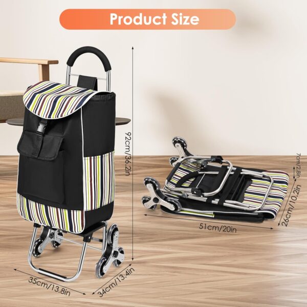 Taphnw Carro de la Compra con 6 Ruedas, Carrito Compra Plegable, Capacidad 32L, Carga Máxima de 30kg, Bolsa Impermeable Desmontable Ruedas de Acero Inoxidable, para Subir Escaleras - Image 6