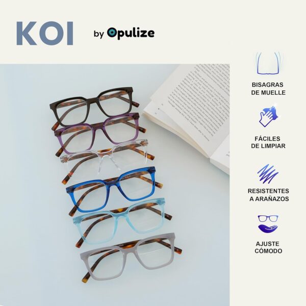 OPULIZE KOI Gafas de Lectura - Elegante Marco Rectangular Ancho - Visión Óptima - Hombre Mujer - Bisagras de Muelle - R50- - Image 4