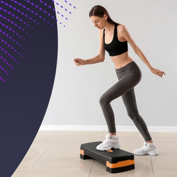 KAYMAN Pasos de ejercicio: paso a paso de fitness para el hogar y el gimnasio, adecuado para aeróbicos, cardio, pesas, yoga, entrenamiento de DVD, alturas de nivel ajustables de 2 pasos (10,15 cm) - - Image 7
