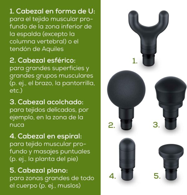 Beurer MG 185 Pistola de masaje, Massage Gun con 5 accesorios, potente masaje de puntos gatillo, relajación de tensiones, masajeador muscular con 9 niveles de intensidad, con batería recargable - Image 5