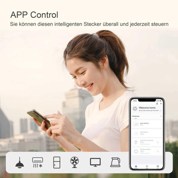 UCOMEN Mini enchufe inteligente, 16 A 3680 W, enchufe inteligente compatible con Alexa/Google Home, control remoto, horarios y temporizadores, paquete de 2,4 GHz, 2 - Image 3