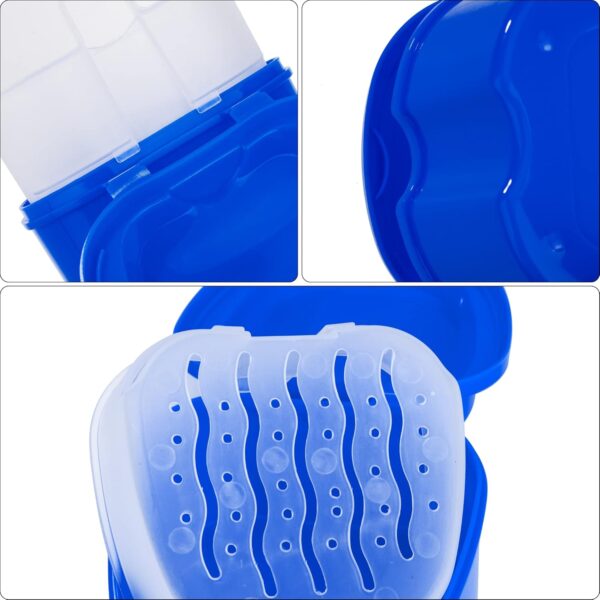 Caja de Dentadura Postiza Caja de Baño Estuche para Dentadura con Colador para Dientes Falsos Almacenamiento Remojo Limpieza Azul Oscuro - Image 6