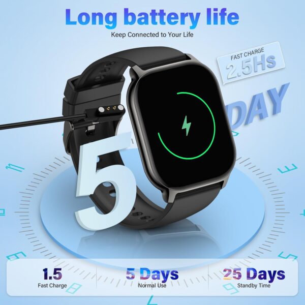 Reloj Inteligente Hombre Mujer, Smartwatch 2.1inch con Llamadas Bluetooth 5.2, Pulsómetro/Monitor de Sueño, 100+ Modos Smart Watch Deportivo Hombre, Pulsera Actividad Impermeable IP68 para Android iOS - Image 6