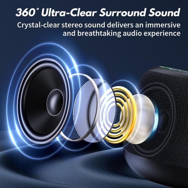 JYX Altavoz Inalámbrico Bluetooth, Mini Altavoz Bluetooth con Luz RGB, Emparejamiento TWS, Duración de La Batería 24 Horas, para el Hogar, Aire Libre, Viajes - Image 2