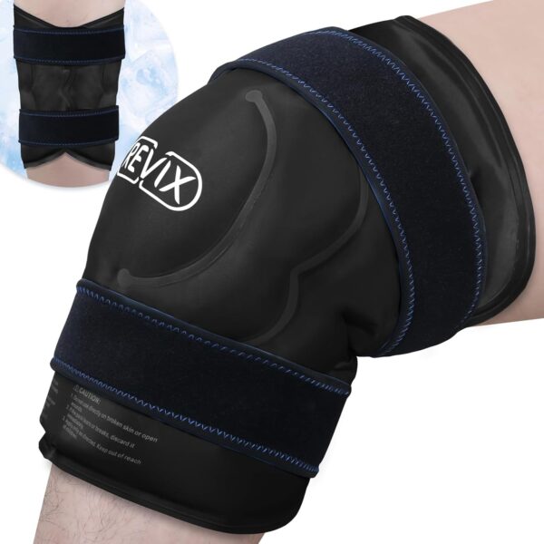 REVIX Paquete de hielo XXXL de 20 pulgadas para rodillas reutilizable, envoltura de rodilla de hielo con compresión fría para artritis, desgarro de menisco y ACL
