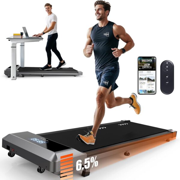 MettleMatic Cinta de Correr Plegable - Inclinación del 6.5%,Walking Pad con Motor de 2,25 CV, Control Remoto,Compatible con la aplicación,100% Premontado,Garantía de 2 Años