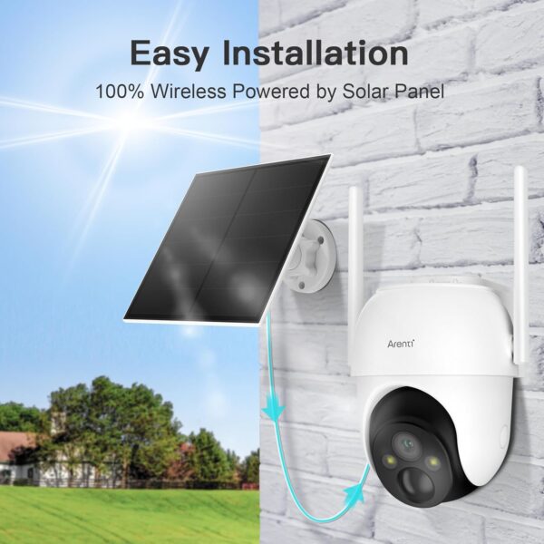 ARENTI 2K/3MP Camara Vigilancia WiFi Exterior Solar con Batería, 2,4GHz Camaras Vigilancia sin Cables,PTZ 355°Camara Seguridad Exterior Inalámbrico, Visión Nocturna Color, Detección Humana AI, IP65 - Image 5