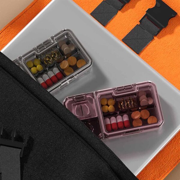 doepeBAE Organizador de Pastillas,Pastillero Semanal,Con Función de Corte y Rectificados,para Vitaminas, Suplementos y Medicamentos,Portátil para el Hogar y Viajes (Rojo) - Image 6