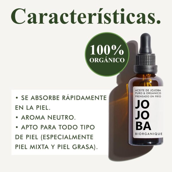 Aceite de Jojoba - 100% Orgánico, Puro, Natural y Prensado en Frío - 100 ml - para el cuidado del cabello, cuerpo, piel - Ecologico - Image 4
