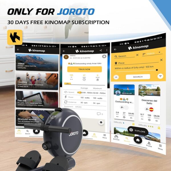 JOROTO Maquina de Remo para Casa, Resistencia Magnética, Riel Retráctil de Aluminio, Capacidad Máxima 140 KG con Función Bluetooth, Remo Fitness Silenciosa para Uso Doméstico - Image 7