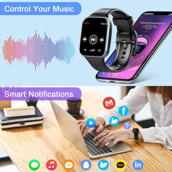 Reloj Inteligente Hombre Mujer, Nueva Smartwatch con Pulsómetro, 1.69" Smartwatch Hombre con Monitor de Sueño, Podómetro, 25 Modos Deportes, Impermeable IP68 Pulsera Actividad para Android iOS 2024 - Image 5