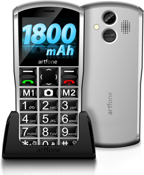 artfone 4G Volte Teléfono Móvil para Personas Mayores Teclas Grandespara Mayores, Senior Móviles con SOS Botón, 2.4 Pulgadas, con una Base de Carga, Fácil de Usar para Ancianos