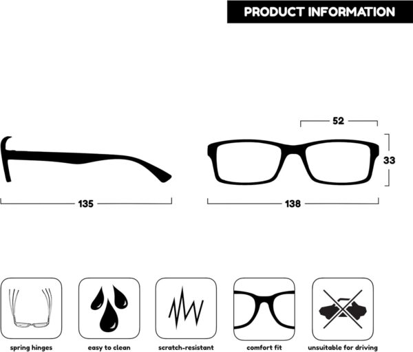 Uv Reader Gafas De Lectura Negro Lectores Estilo Diseñador Hombres Mujeres Uvr092Bk +2,00 50 g - Image 4