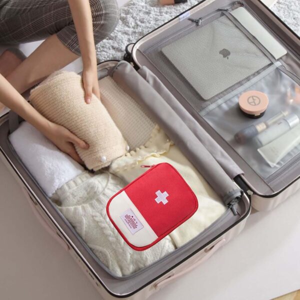 Disnace Bolsa Médica Vacía, Botiquín de Primeros Auxilios, Mini Botiquín de Medicina, Neceser Medicamentos Viaje, Mini Botiquín Médico Vacío, Kit De Primeros Auxilios De Viaje Portátil (Rojo) - Image 7