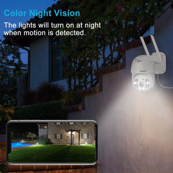 GENBOLT 2.5K Cámara Vigilancia WiFi Exterior, Domicilio Cámara CCTV con PTZ Seguimiento Automático Detección IP Cámara de Seguridad Externa Humana Visión Nocturna a Color, Sirena Aactiva Alarma - Image 4