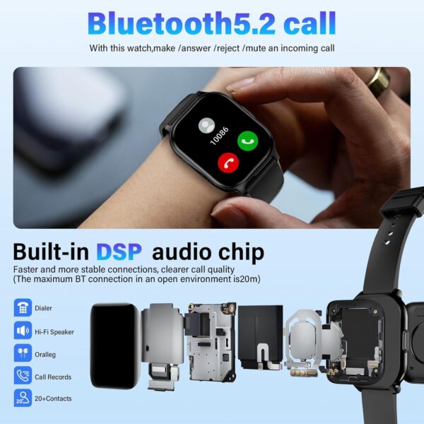Reloj Inteligente Hombre Mujer, Smartwatch 2.1inch con Llamadas Bluetooth 5.2, Pulsómetro/Monitor de Sueño, 100+ Modos Smart Watch Deportivo Hombre, Pulsera Actividad Impermeable IP68 para Android iOS - Image 5