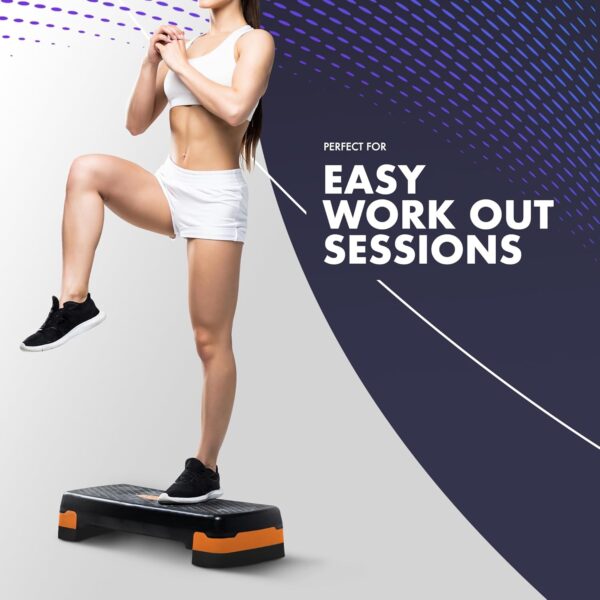 KAYMAN Pasos de ejercicio: paso a paso de fitness para el hogar y el gimnasio, adecuado para aeróbicos, cardio, pesas, yoga, entrenamiento de DVD, alturas de nivel ajustables de 2 pasos (10,15 cm) - - Image 4