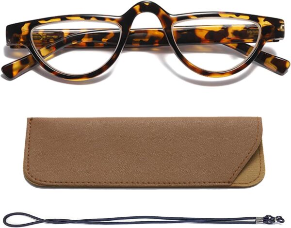 Hubeye Gafas de lectura de Media Luna para mujer y hombre con bisagra de resorte anteojos de lectura pequeña con funda de gafas 1.50 - Image 7