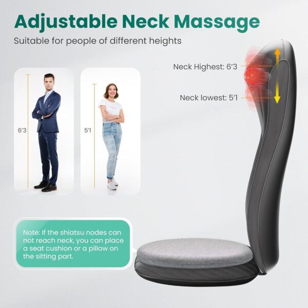 Snailax Asiento de Masaje Shiatsu Mejorado para Masaje de Cuello y Espalda, almohada de masaje para espalda/cuello/hombros, masajeador de espalda con masaje vibratorio, regalo para hombres y mujeres - Image 7
