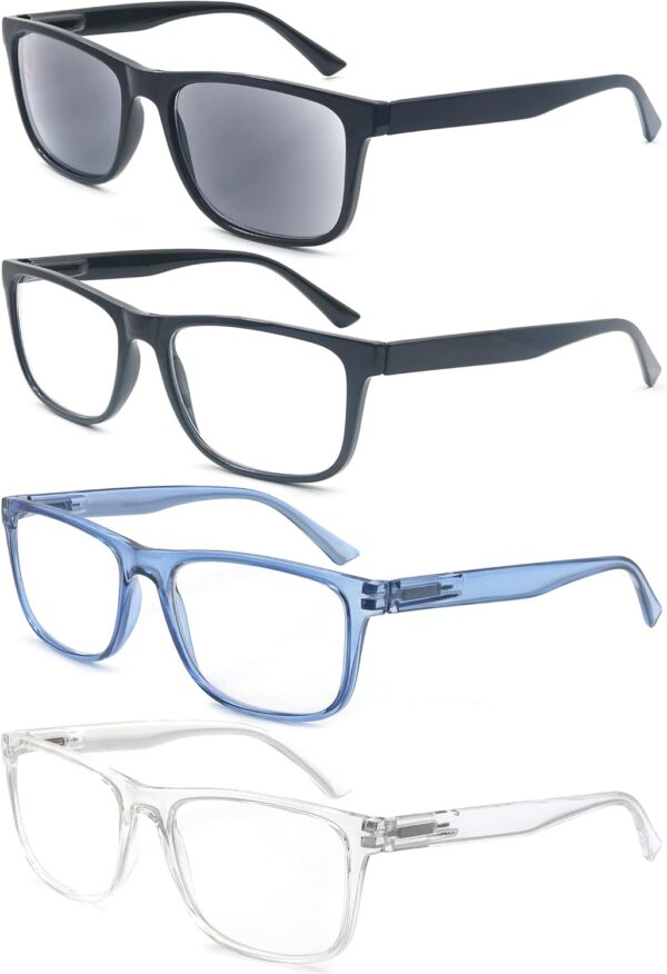 MODFANS 4 Pares de Gafas de Lectura 1.75 Hombres/Mujeres,Rectangular Gafas para Presbicia,Buena Vision Ligeras Comodas,Vista de Cerca/Vista Cansada Colores Mezclados