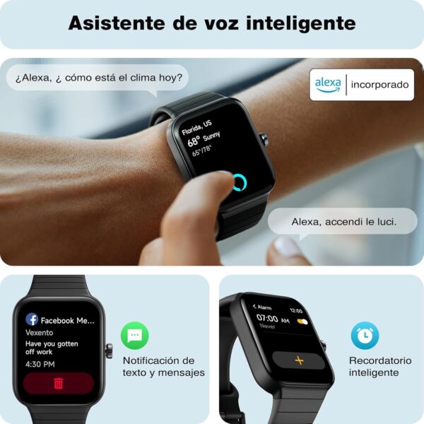 Reloj Inteligente Mujer con Llamadas y Voz de Alexa, 1.8" Smartwatch IP68 Reloj Deportivo Hombre con 100+ Modos Deportivos, Pulsera Actividad Pulsómetro/Monitor de Sueño/Podómetro para Android iOS - Image 2