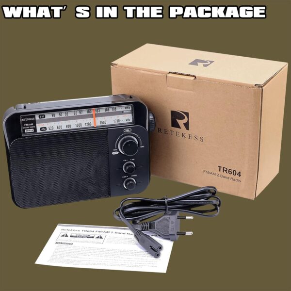 Retekess TR604 Radio portátil, Radio Am FM,Perilla Grande, Altavoz Grande,Admite Ajuste de Agudos y Graves,Adecuado para Personas Mayores,Regalo del Día de la Madre - Image 8