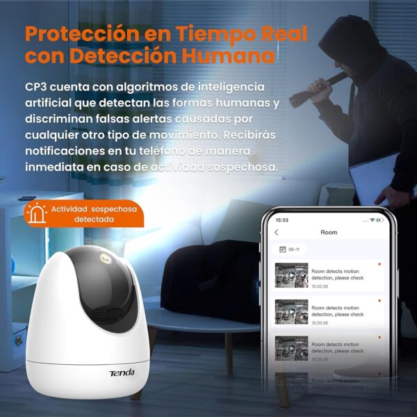 Tenda CP3 Cámara IP WiFi Vigilancia Interior 1080p - Cámaras de Seguridad Domo 360°, Visión Nocturna Detección de Movimiento, Audio Bidireccional, Compatible con Alexa, Camara Vigilancia para Mascota - Image 5