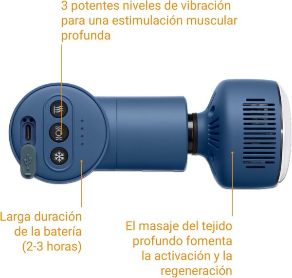 medisana MG 600 Pistola de Masaje, Dispositivo de Masaje Eléctrico, Recuperación y Relajación Muscular, Función de Calor y Frío, Incluye 7 Accesorios de Masaje y 3 Niveles de Vibración - Image 5