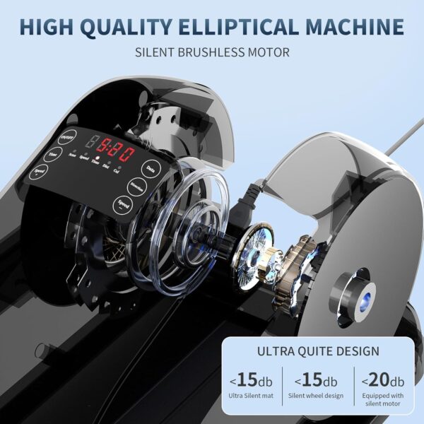 HOFTME Mini Eliptica Electrica,Pedales Estaticos Personas Mayores,Pedaleador Electrico,Ejercitador de Piernas Para Anciano,Elíptica Portátil Ultra Silenciosa,Bicicleta Eliptica Fitness Para Casa - Image 4